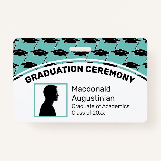 Customised Logo Photo ID GRADUATION Topper Mortar ID Badge (Front)