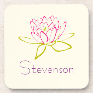 Customised Lotus Flower / Water Lily Illustration Coaster