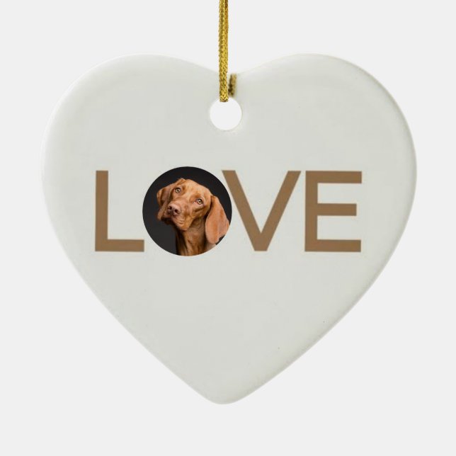 Customised Love Dog Photo Heart Shaped Ornament (Back)