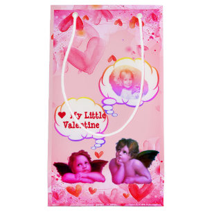 Customised LOVE MY LITTLE VALENTINE Cherub Angels Small Gift Bag