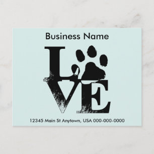 Customised LOVE Puppy Dog Paw Print Postcard