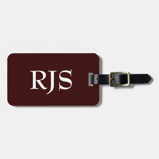 Customised Luggage Tag, Monogram, Brown & White Luggage Tag (Front Horizontal)