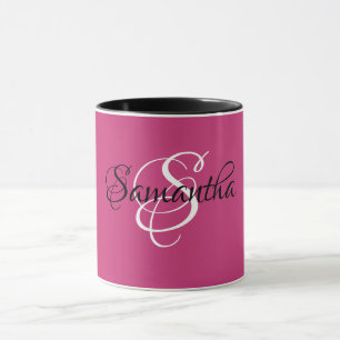 Customised Magenta Colour Monogram - Mug