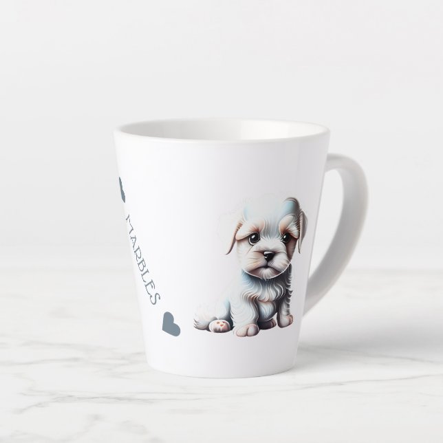 Customised Maltese Puppy Dog Name Your Text Latte Latte Mug (Right Angle)