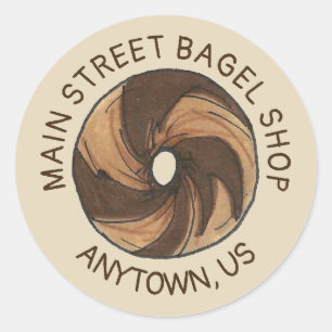 Customised Marble Rye Bagel Shop Foodie Breakfast Classic Round Sticker