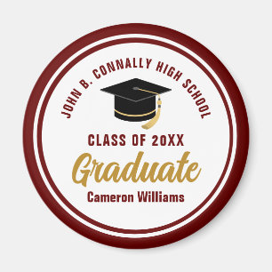 Customised Maroon Gold Graduation Party Magnet
