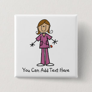 Customised Medium  Skin Stick Figure Nurse Button