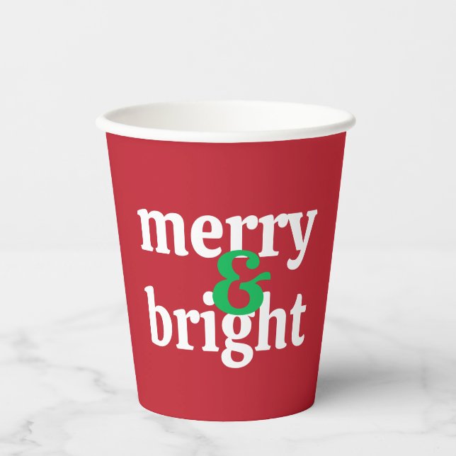 Customised "Merry & Bright" Christmas Paper Cup (Front)
