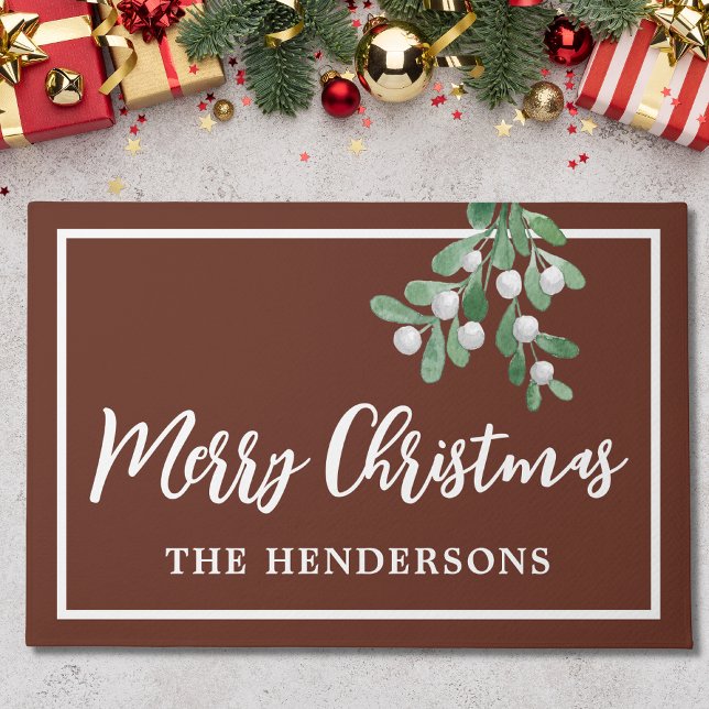 Customised Merry Christmas Brown Holiday Doormat (Creator Uploaded)