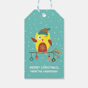 Customised "Merry Christmas" Cute Christmas Owl Gift Tags