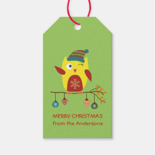 Customised "Merry Christmas" Cute Christmas Owl Gift Tags