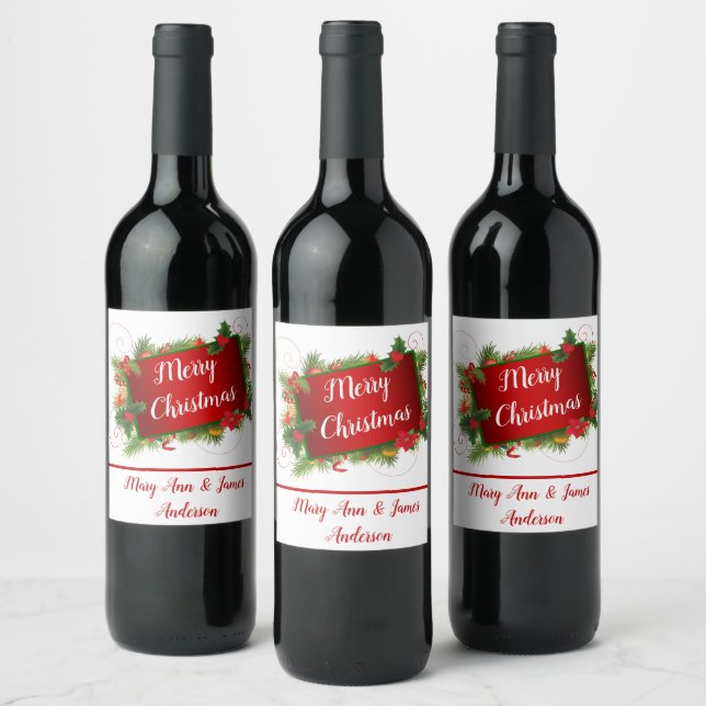 Customised Merry Christmas Wine Label (Bottles)