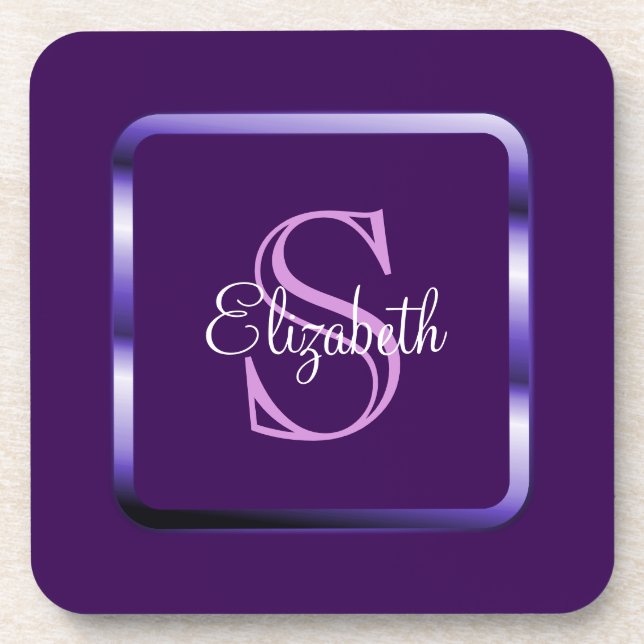 Customised Metallic Frame Monogram Coaster (Front)