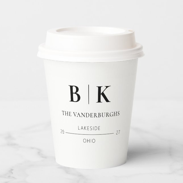 Customised Minimalistic Wedding Bridal Engagement  Paper Cups (Front)