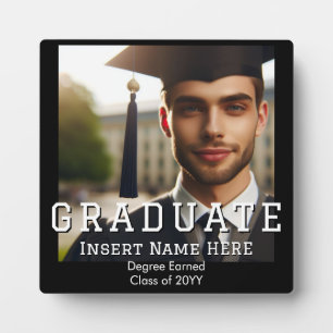Customised Modern Black and White Graduation Photo Plaque
