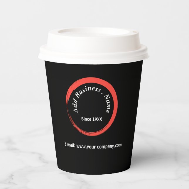  Customised Modern Black Professional Paper Cups (Front)