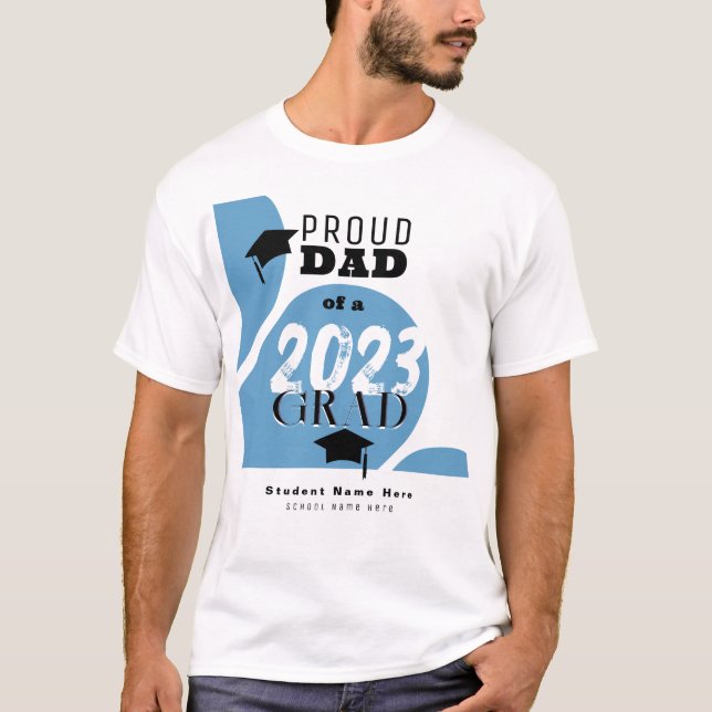 Customised Modern Blue Arch Proud Dad Grad  T-Shirt (Front)