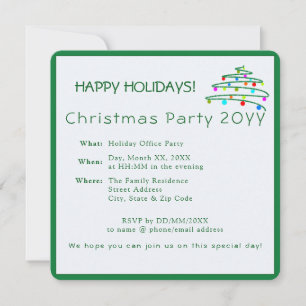 Customised Modern Elegant Green Christmas Party Invitation