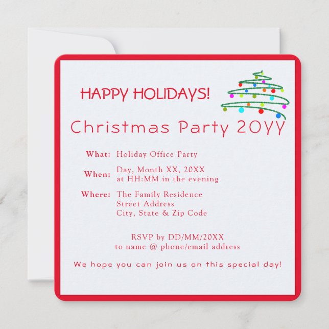 Customised Modern Elegant Red Christmas Party  Invitation (Front)