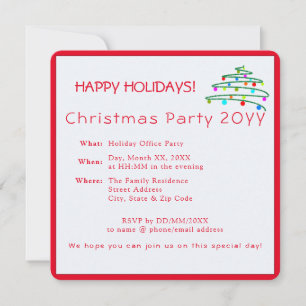 Customised Modern Elegant Red Christmas Party Invitation