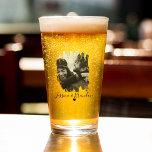 Customised Modern Photo Beer<br><div class="desc">This Beer glass features a scratched effect photo, and your names with a heart underneath. This minimal design makes the perfect gift for valentines day, weddings, engagements, anniversaries, birhdays and christmas. Easy to personalise and you can change the font style, size and colour by clicking on the link after personalising....</div>