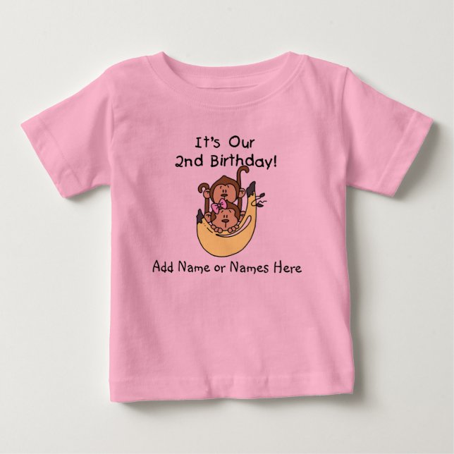 Customised Monkey Twin Boy and Girl Tshirt (Front)