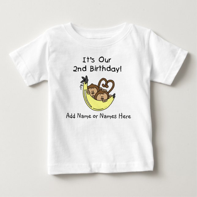 Customised Monkeys Twin Boys Tshirt (Front)