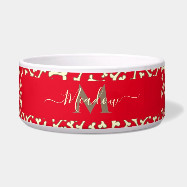 Customised Monogram Dog Bone Cartoon Red Pet  (Front)