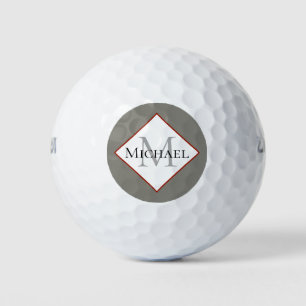 Customised Monogram Grey Red Golf Balls
