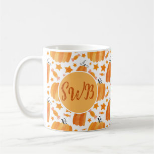 Customised Monogram Halloween Pumpkin Coffee Mug