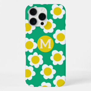 Customised Monogram Hand-drawn Daisy flowers iPhone 16 Pro Max Case