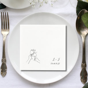 Customised Monogram Wine Glasses Wedding Paper Napkin