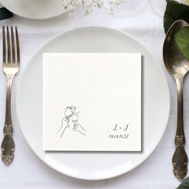 Customised Monogram Wine Glasses Wedding Paper Napkin (Customized monogram wine glasses napkins add a personal touch to wedding drinks.)