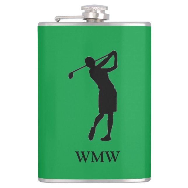 Customised Monogram Woman Golfer Flask (Front)
