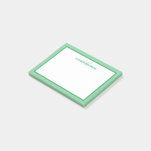 Customised Monogrammed Name Minimalist Cute Green Post-it Notes