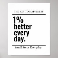 Customised Motivational 1% better Everyday Modern 