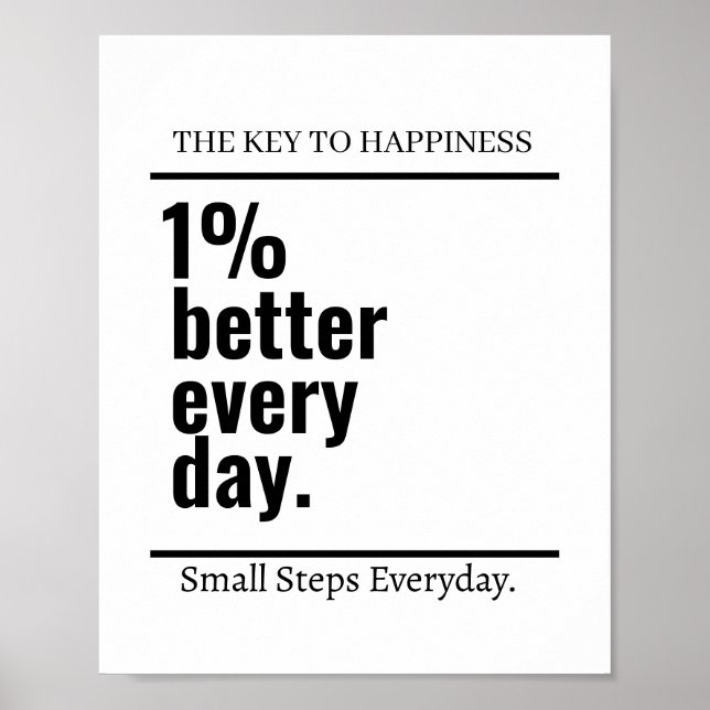 Customised Motivational 1% better Everyday Modern  Poster (Front)