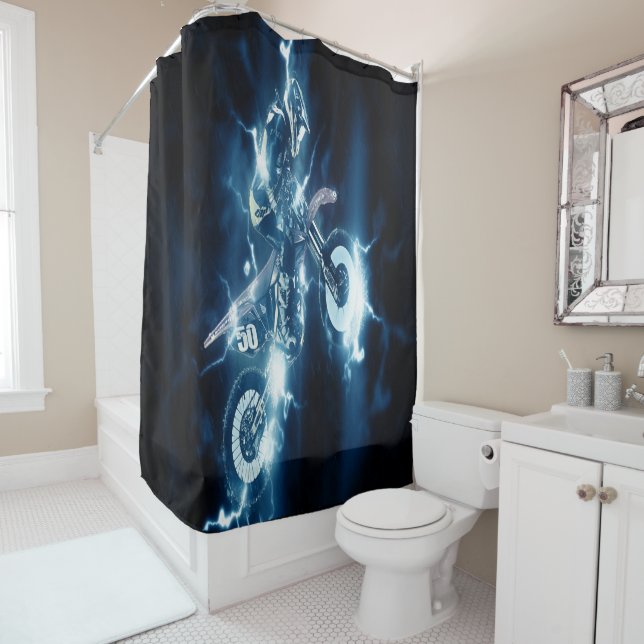 Customised Motocross Shower Curtain (In Situ)