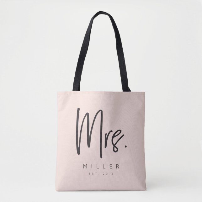 Customised MRS. tote with Name and Wedding Date Bag (Front)