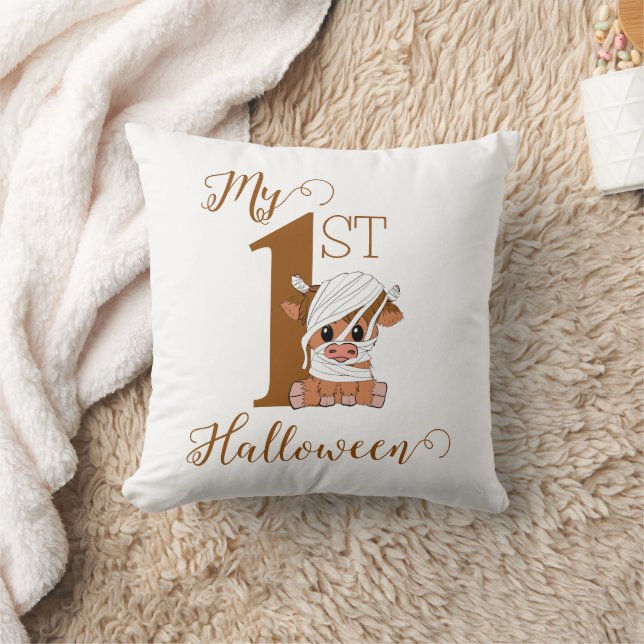 Customised Mummy Cow My 1st Halloween Cushion (Blanket)