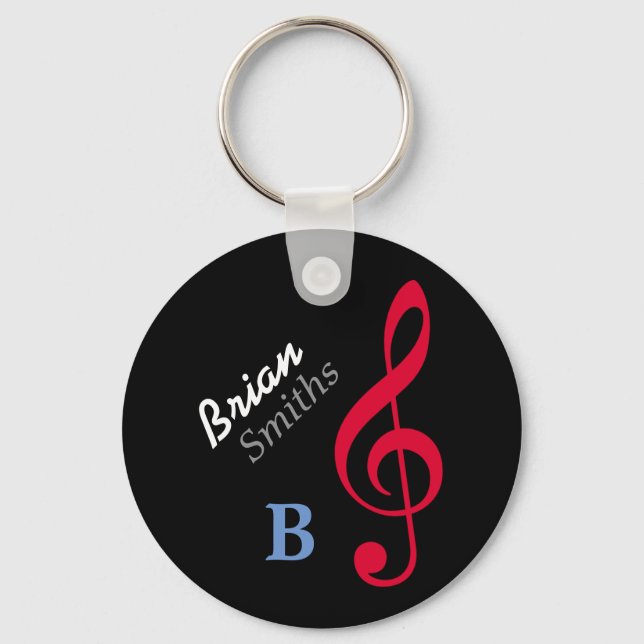 customised musician treble-clef key ring (Front)