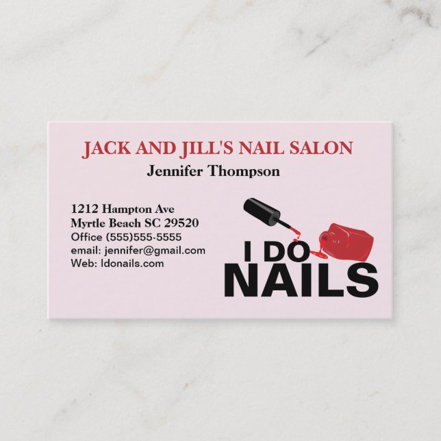 Customised Nail Technician Business Card (Front)