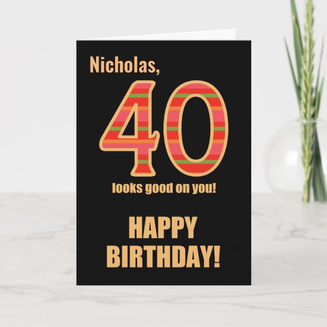 Customised Name 40th Birthday for Him  Card (Front)