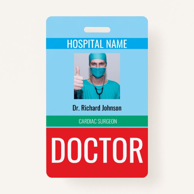 Customised Name and Photo | Doctor ID Card ID Badge (Front)