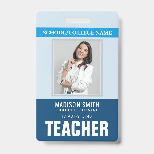 Customised Name and Photo   Teacher ID Card Badge