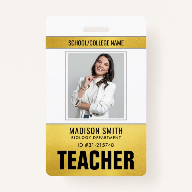 Customised Name and Photo | Teacher ID Card Badge ID Badge (Front)