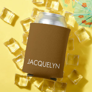 Customised Name And Text Simple Stylish Monogram Can Cooler