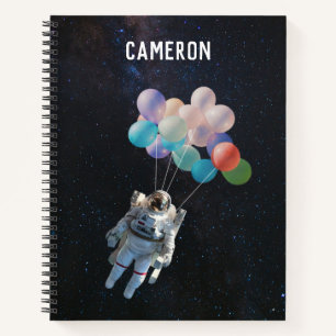 Customised Name Astronaut Stars & Space Balloons Notebook