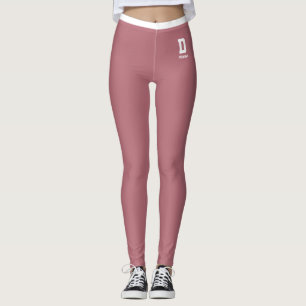 Customised Name Birthday Rose Gold White Monogram Leggings
