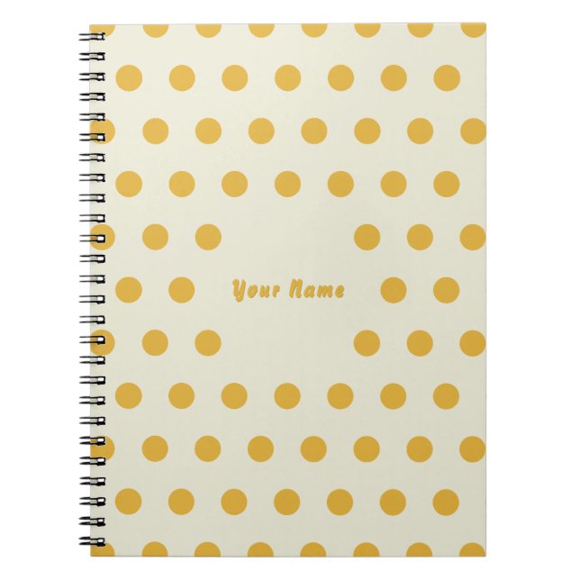 Customised Name Candy Yellow Dots Pattern Notebook (Front)